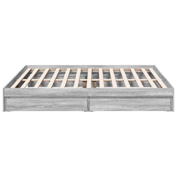 vidaXL sengeramme med skuffer 180x200 cm konstrueret træ grå sonoma-eg