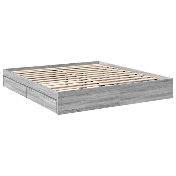 vidaXL sengeramme med skuffer 180x200 cm konstrueret træ grå sonoma-eg