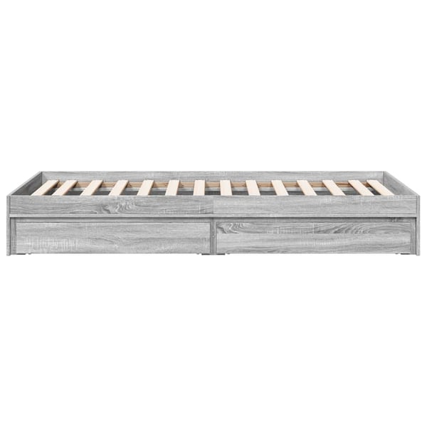 vidaXL sengeramme med skuffer 90x200 cm konstrueret træ grå sonoma-eg