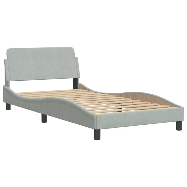 vidaXL Bed with Mattress "Hanko" Light Grey 100x200 cm Velvet