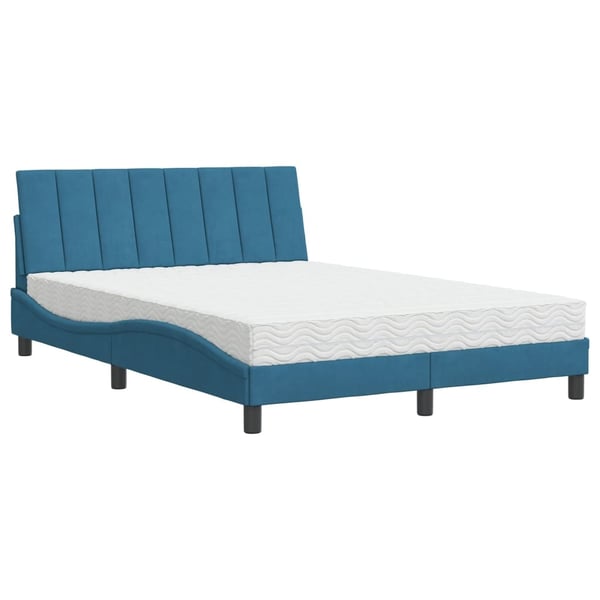 vidaXL seng med madras Hanko 120x200 cm velour blå