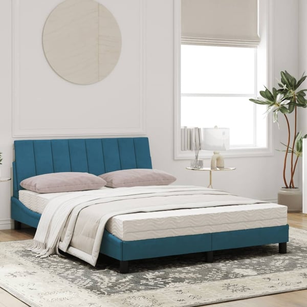 vidaXL seng med madras Hanko 120x200 cm velour blå