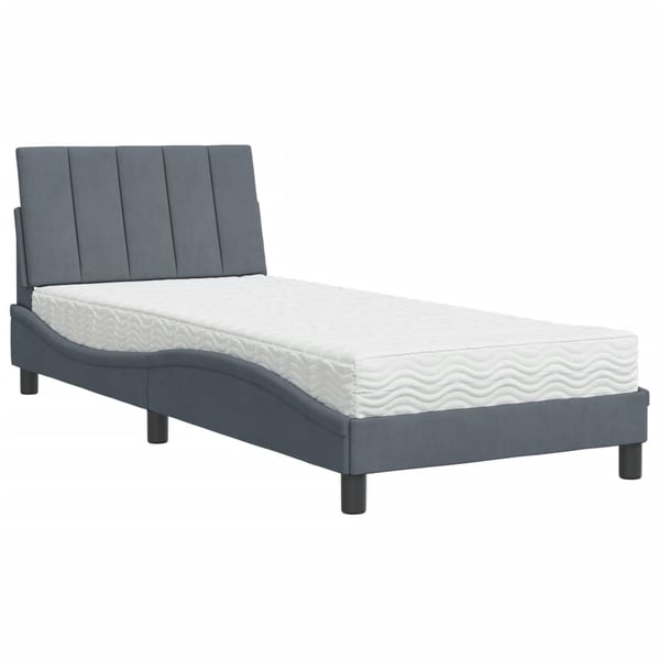 vidaXL seng med madras Hanko 80x200 cm velour mørkegrå