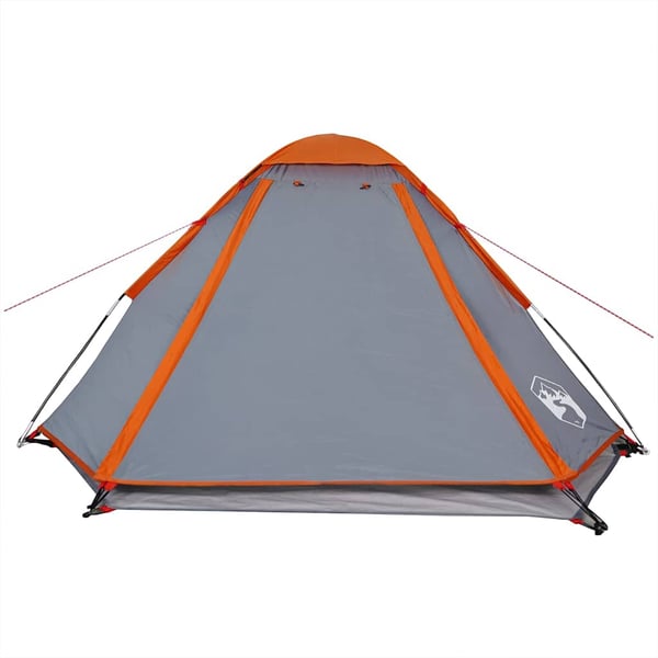 vidaXL Kuppeltelt for camping 2 personer grå og oransje vanntett