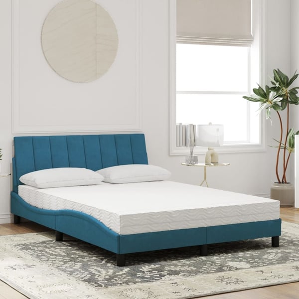 vidaXL seng med madras Hanko 140x200 cm velour blå
