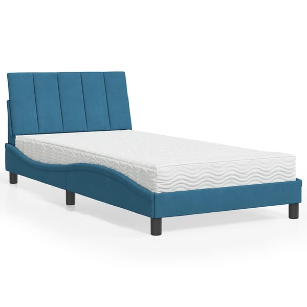 vidaXL seng med madras Hanko 100x200 cm velour blå