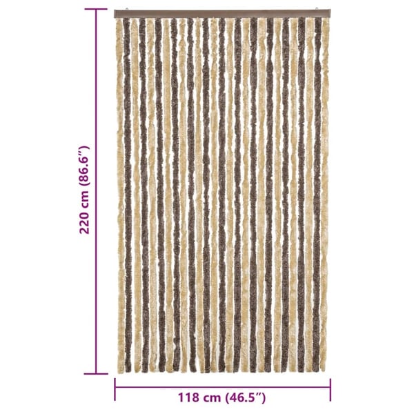 vidaXL Fluegardin mørkebrun og beige 118x220 cm chenille