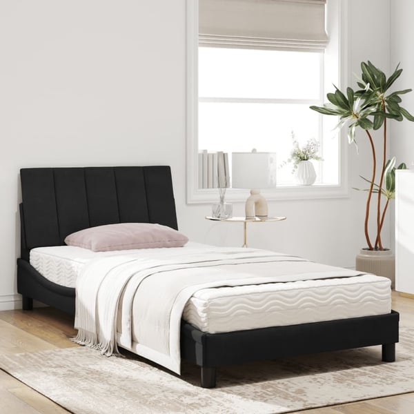 vidaXL seng med madras Hanko 100x200 cm velour sort