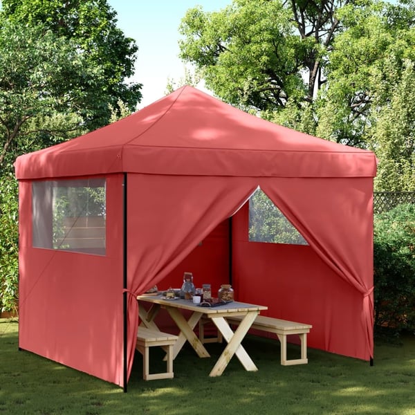 vidaXL foldbart pop up-festtelt med 4 sidevægge bordeaux