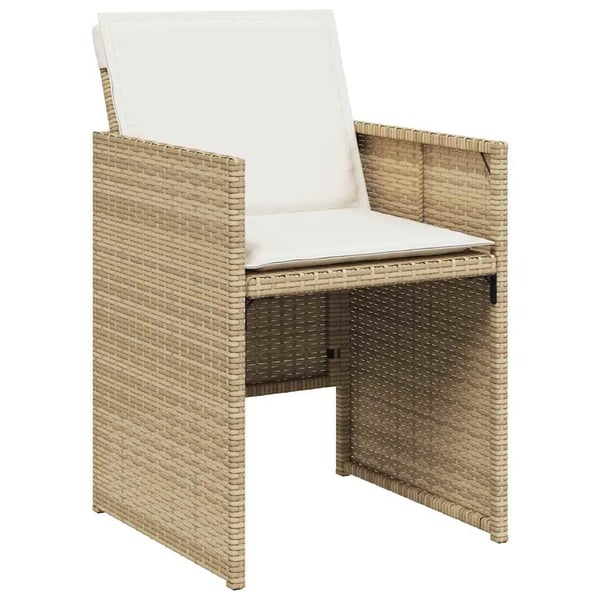 vidaXL spisebordssæt til haven 13 dele med hynder polyrattan beige