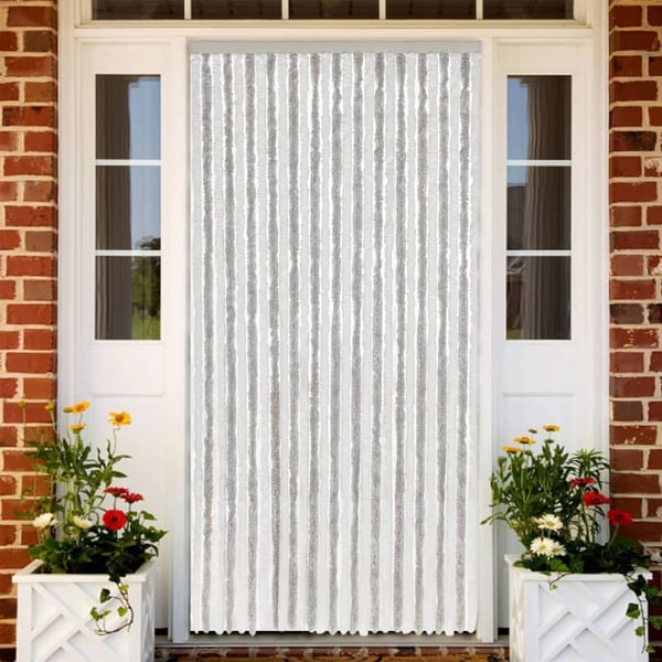 vidaXL flueforhæng 118x220 cm chenille lysegrå og hvid