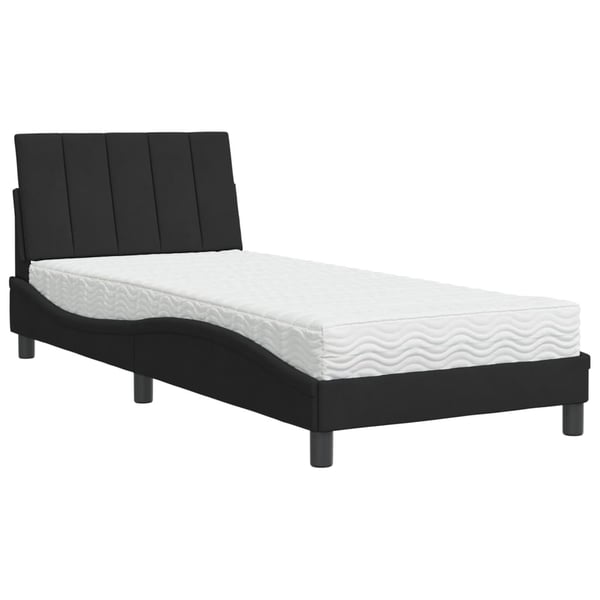 vidaXL seng med madras Hanko 90x200 cm velour sort