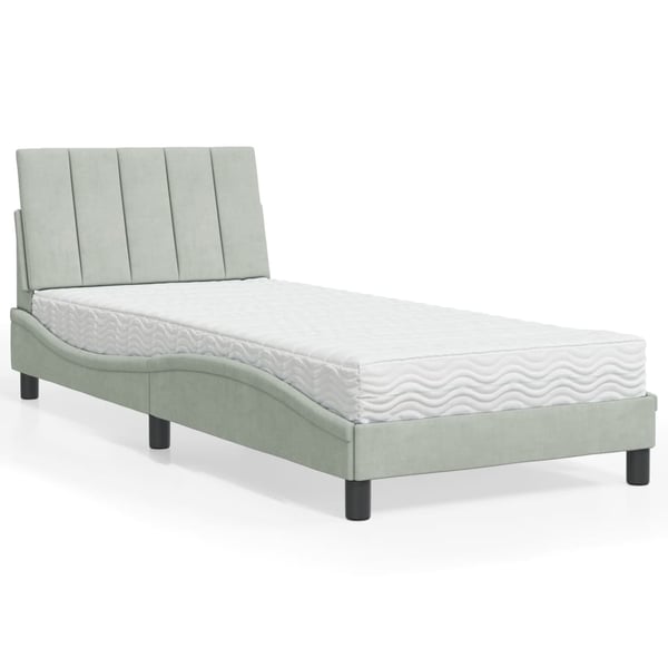 vidaXL seng med madras Hanko 80x200 cm velour lysegrå