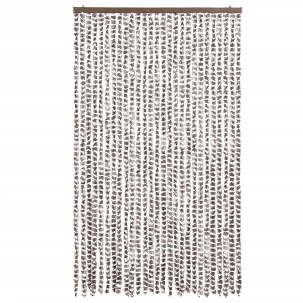 vidaXL flueforhæng 118x220 cm chenille gråbrun og hvid
