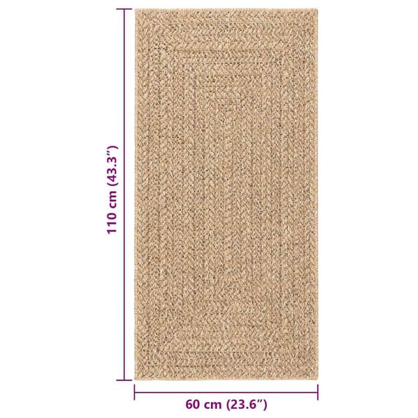 vidaXL Teppe ZIZUR 60x110 cm jute-utseende innendørs og utendørs