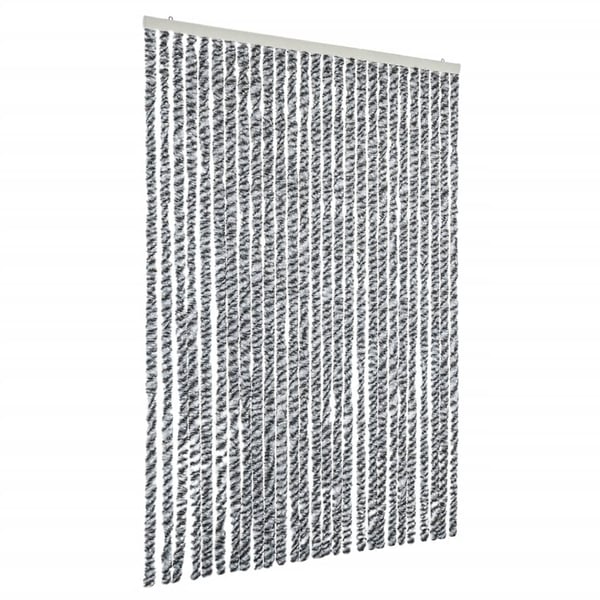 vidaXL flueforhæng 1118x220 cm chenille grå og sort-hvid