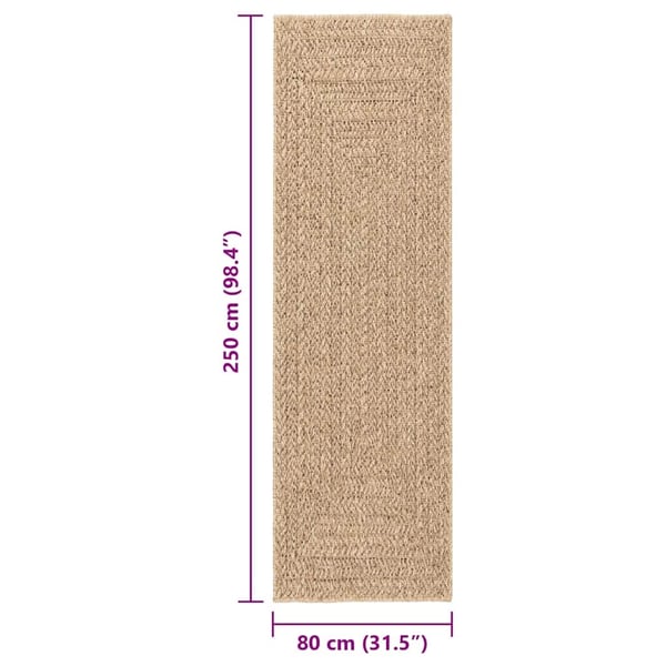 vidaXL Teppe ZIZUR 80x250 cm jute-utseende innendørs og utendørs