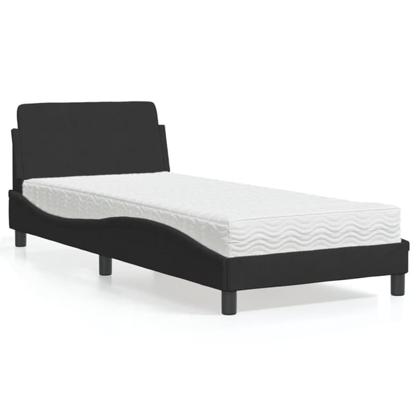 vidaXL seng med madras Dover 90x190 cm velour sort