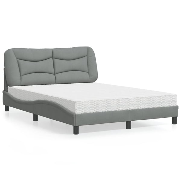 vidaXL seng med madras Hvar 140x190 cm stof lysegrå