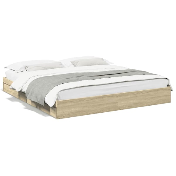 vidaXL sengeramme med skuffer 180x200 cm konstrueret træ sonoma-eg