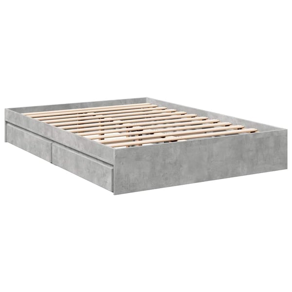 vidaXL sengeramme med skuffer 120x200 cm konstrueret træ betongrå