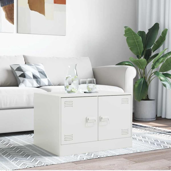 vidaXL sofabord 67x50x44 cm stål hvid