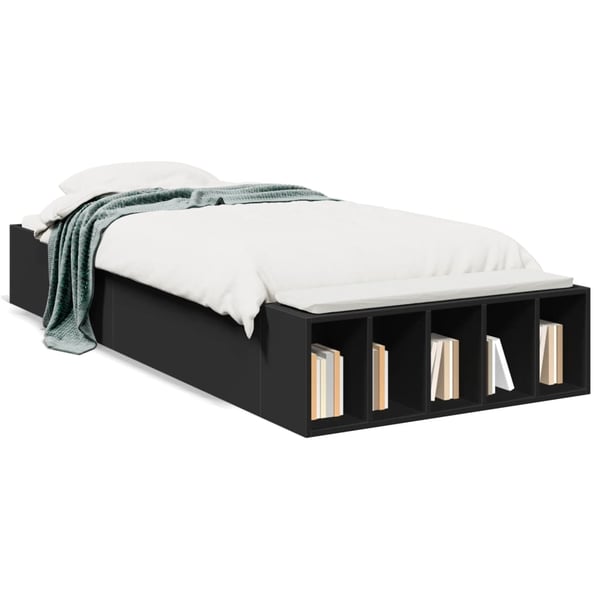 vidaXL sengeramme 75x190 cm konstrueret træ sort