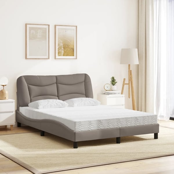 vidaXL seng med madras Hvar 140x190 cm stof gråbrun