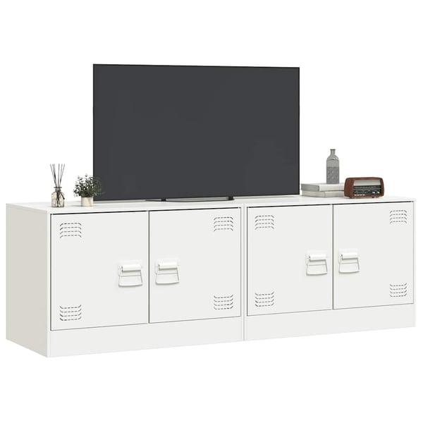vidaXL TV-benker 2 stk hvit 67x39x44 cm stål
