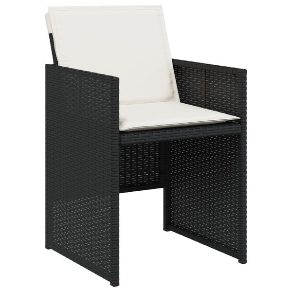 vidaXL spisebordssæt til haven 11 dele med hynder polyrattan sort