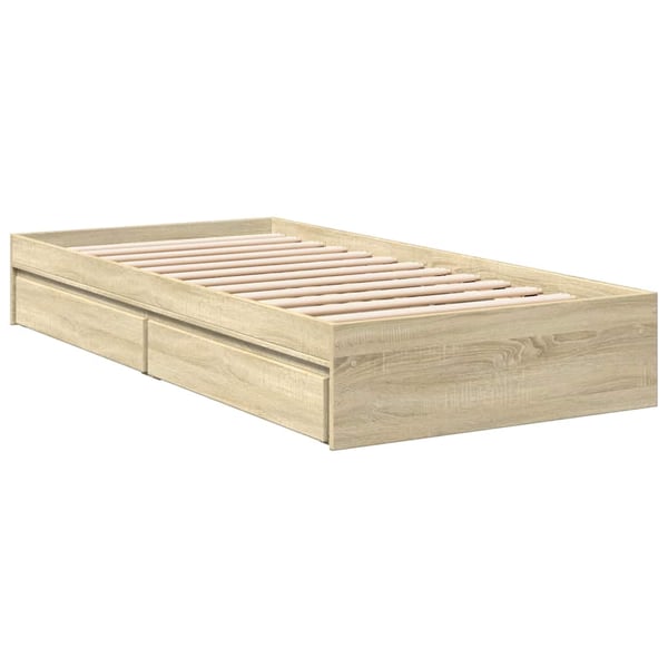 vidaXL Sängram med lådor sonoma-ek 90x190 cm konstruerat trä