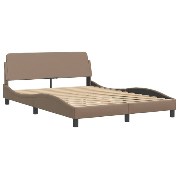 vidaXL seng med madras Hvar 140x190 cm kunstlæder cappuccinofarvet