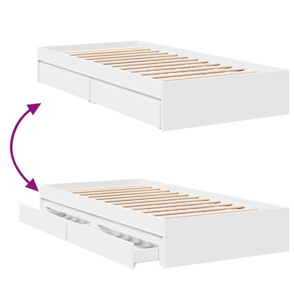 vidaXL sengeramme 90x200 cm konstrueret træ hvid