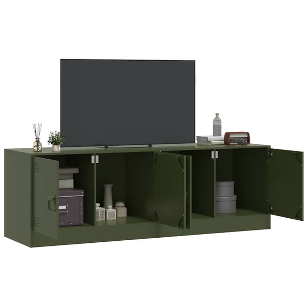 vidaXL TV-benker 2 stk olivengrønn 67x39x44 cm stål