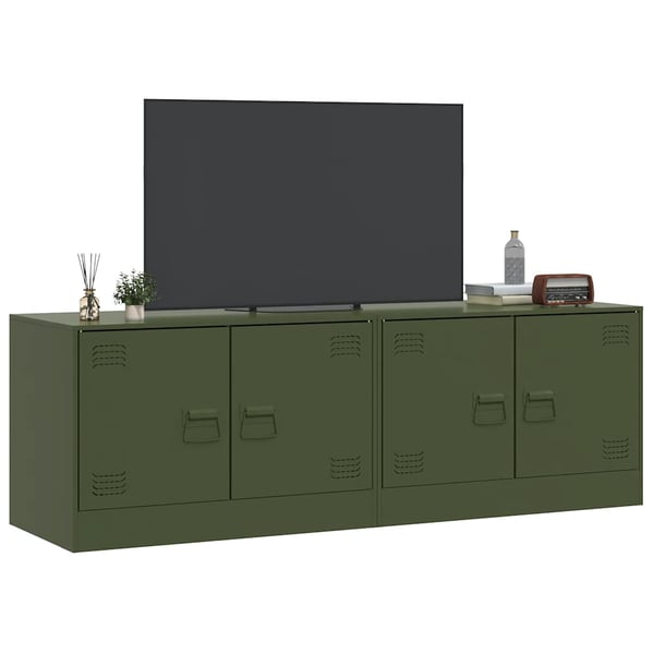 vidaXL TV-benker 2 stk olivengrønn 67x39x44 cm stål