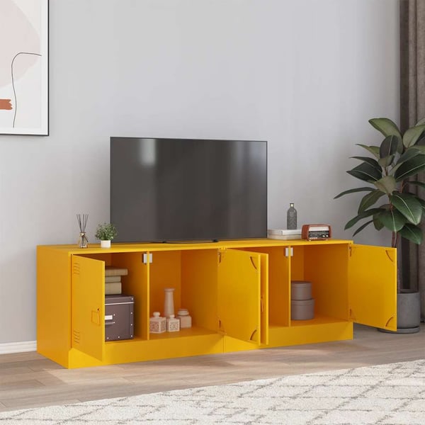 vidaXL TV-benker 2 stk sennepsgul 67x39x44 cm stål