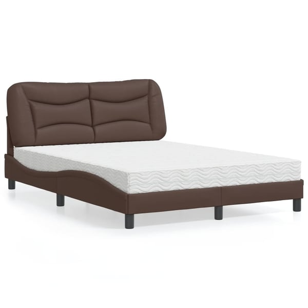vidaXL seng med madras Hvar 140x190 cm kunstlæder brun