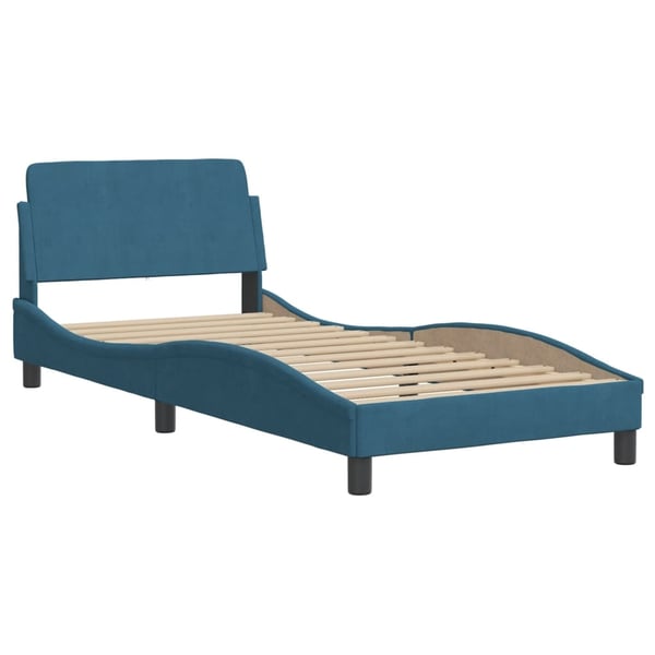 vidaXL seng med madras Dover 90x190 cm velour blå
