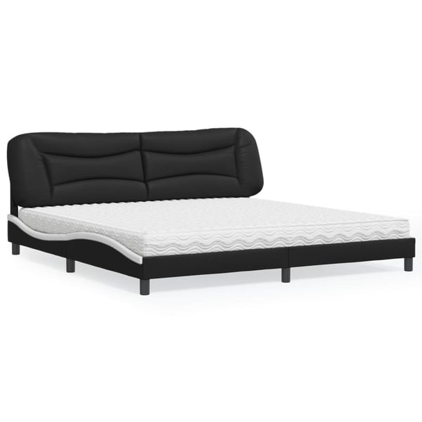 vidaXL seng med madras Hvar 200x200 cm kunstlæder sort og hvid