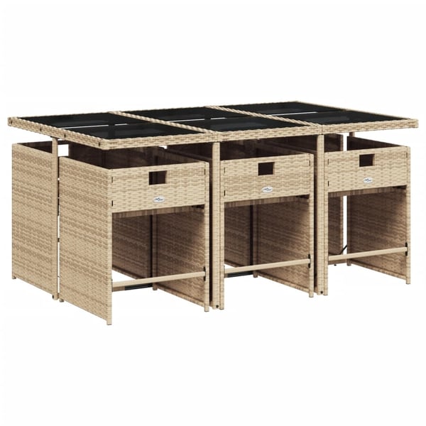 vidaXL spisebordssæt til haven 7 dele med hynder polyrattan beige