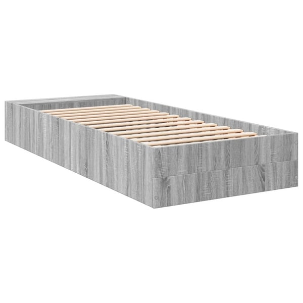 vidaXL Sengeramme grå sonoma 90x200 cm konstruert tre