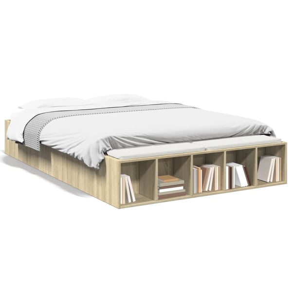 vidaXL Sengeramme sonoma eik 120x190 cm konstruert tre