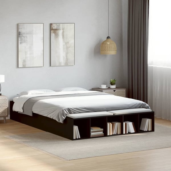 vidaXL sengestel 120x190 cm konstrueret træ sort