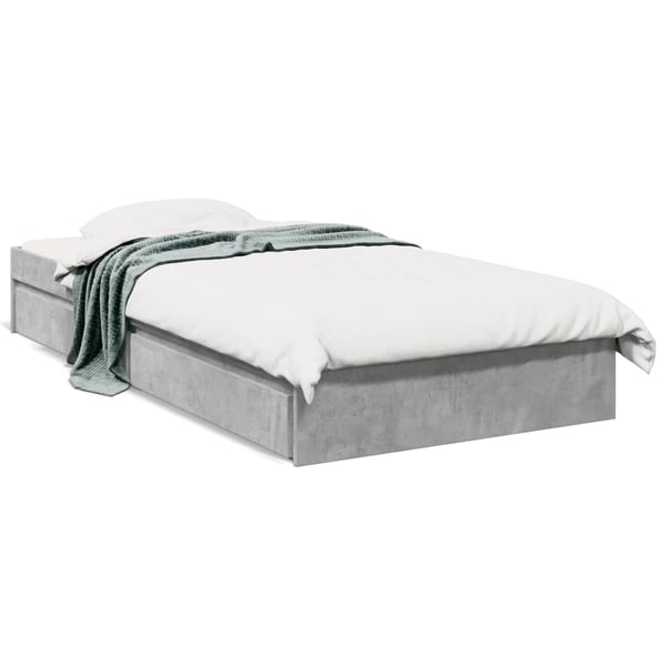 vidaXL Sengeramme med skuffer betonggrå 75x190 cm konstruert tre