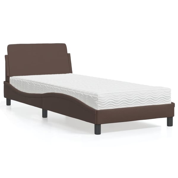 vidaXL seng med madras Dover 90x190 cm kunstlæder brun