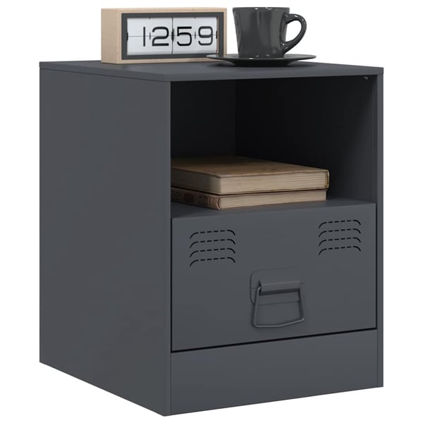 vidaXL Nattbord 2 stk antrasitt 34,5x39x44 cm stål