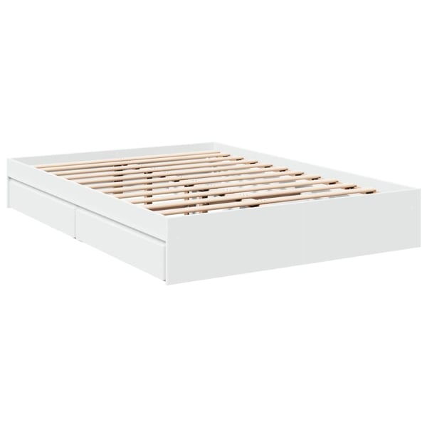 vidaXL Sengeramme med skuffer hvit 120x200 cm konstruert tre