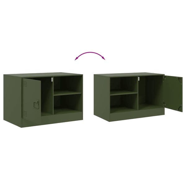 vidaXL TV-benker 2 stk olivengrønn 67x39x44 cm stål