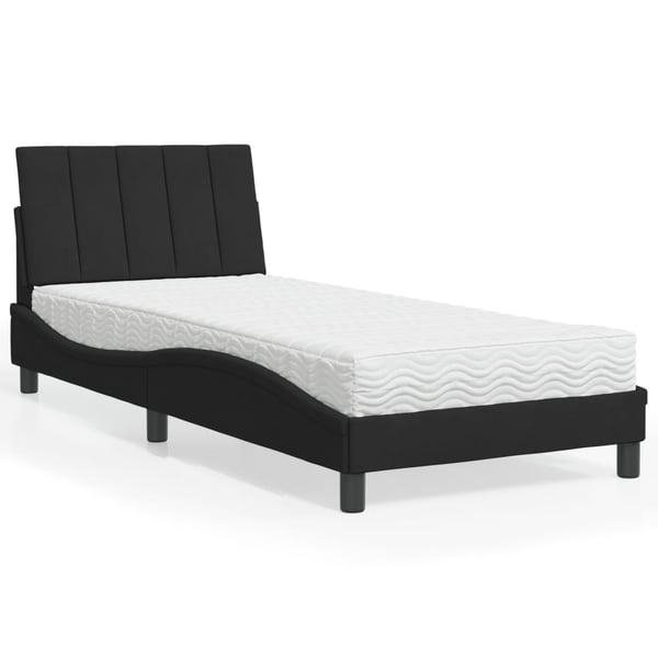 vidaXL seng med madras Hanko 90x190 cm velour sort