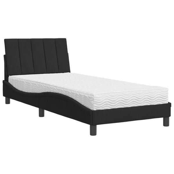 vidaXL seng med madras Hanko 90x190 cm velour sort